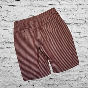 **3 for $11.00***Hurley Burgundy Striped Men Shorts Size 31 pockets